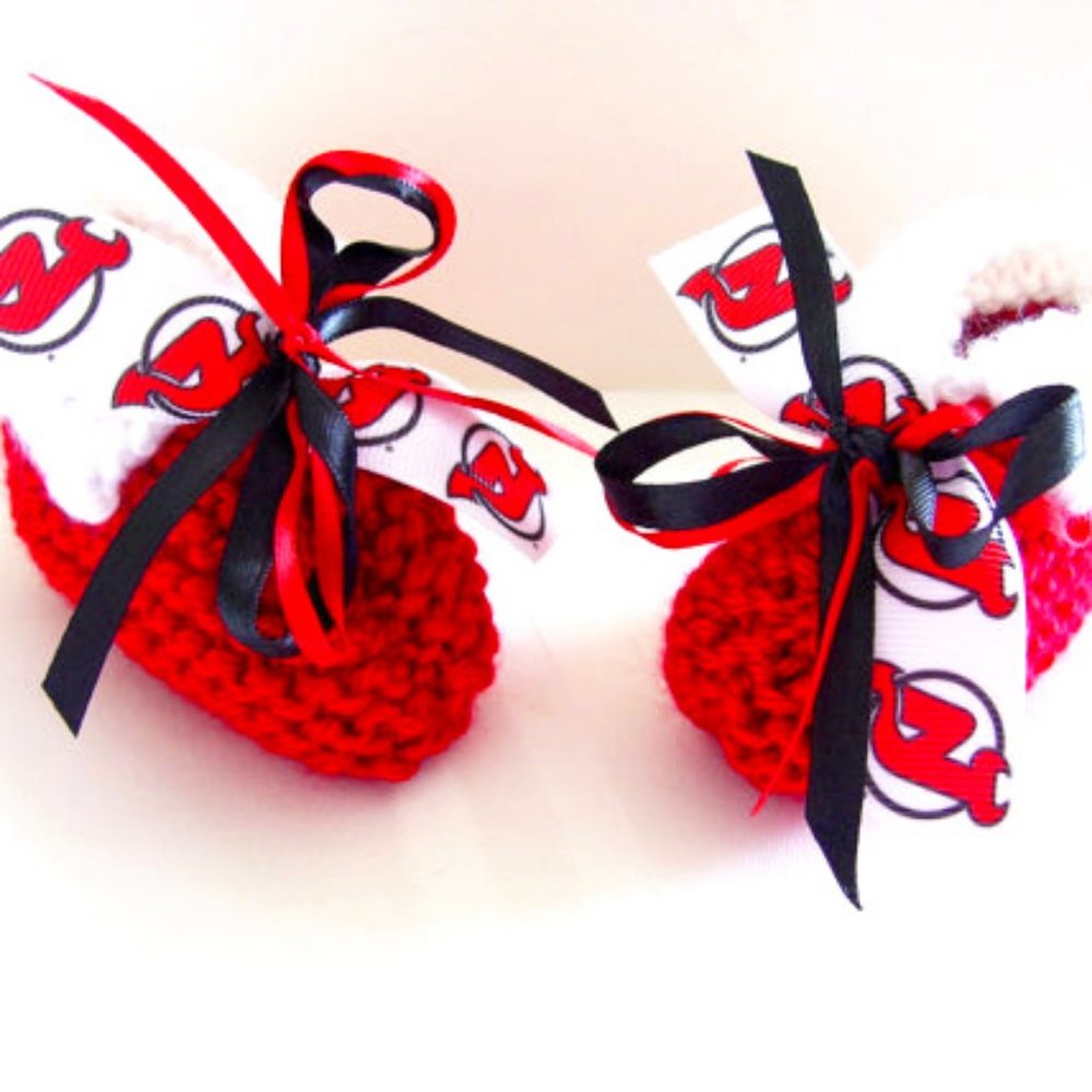 New Jersey DEVILS Hockey Handmade Baby Booties *NEW*